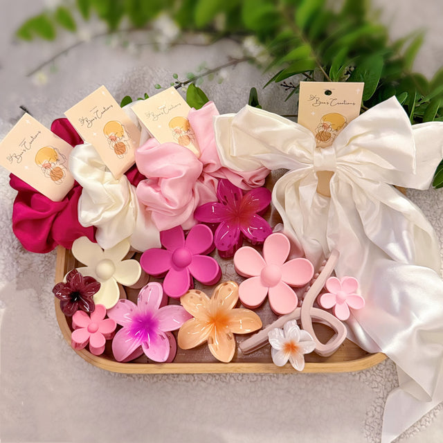 Petal Dream 15 Pieces - complete hair accessory collection with bows and clips Pakistan