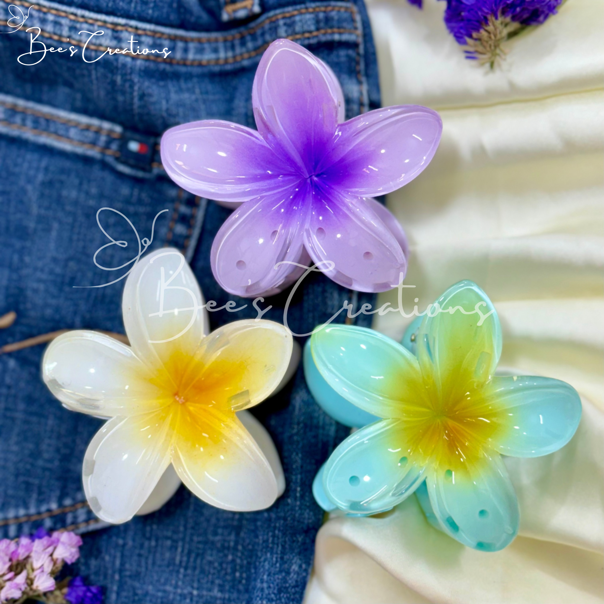 Pack Of 3 Tropical Flower Hair Clips