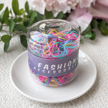 Pastel Rubber Band Jar - pastel hair rubber bands for braids, Bee's Creations Pakistan