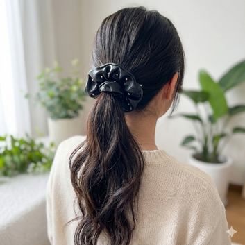 Studded Leather Scrunchie - 2 Pcs