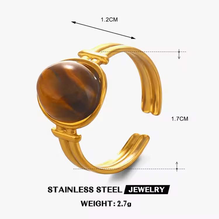 Gold bracelet with a brown stone, showing measurements and weight on a white background.