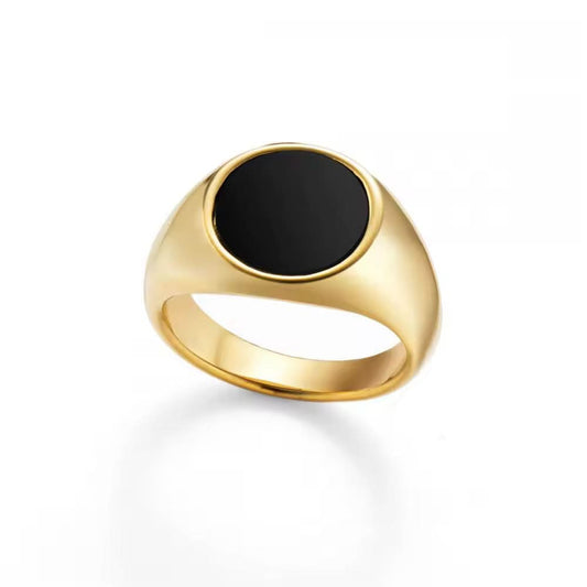 Noctis Ring – Gold Plated Black Stone Statement Ring