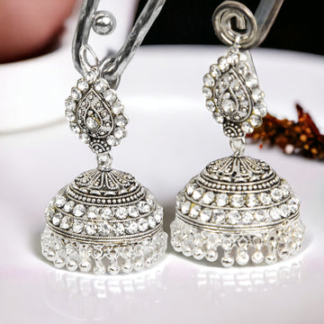 Silver Drop Jhumka